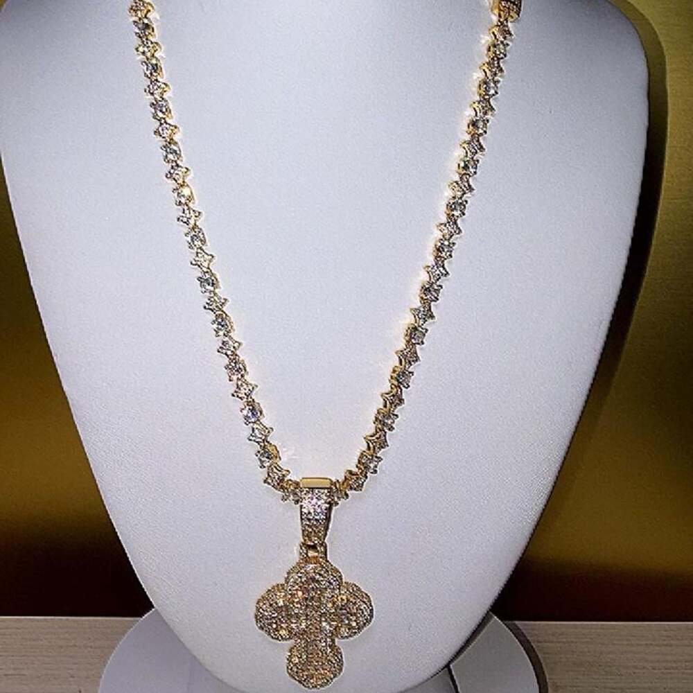 Gold Star Tennis Necklace With 6283